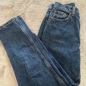 L.L. Bean Blue Denim Jeans with Brown Leather Patch